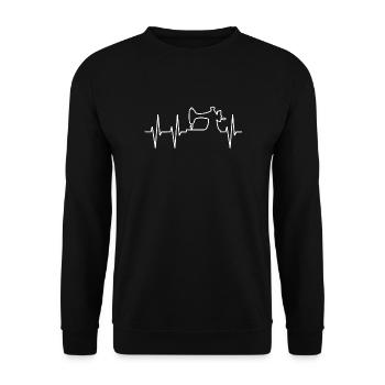 Sewing sewing machine DIY needle thread yarn heartbeat - Unisex Sweatshirt - black - Front - Alina (178cm) & Michal (187cm)
