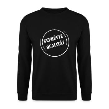 Geprüfte Qualität - Unisex Pullover - Schwarz - Vorne - Alina (178cm) & Michal (187cm)