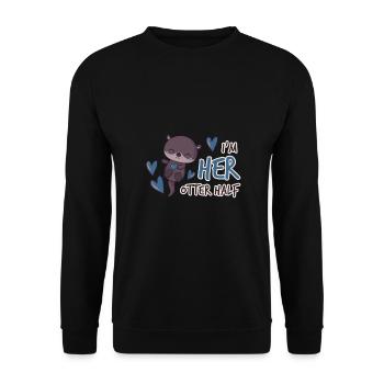 Her Otter helped - sweet partner look for him, Otter - Unisex Sweatshirt - black - Front - Alina (178cm) & Michal (187cm)