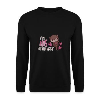 His Otter helped - cute partner look for you, Otter - Unisex Sweatshirt - black - Front - Alina (178cm) & Michal (187cm)