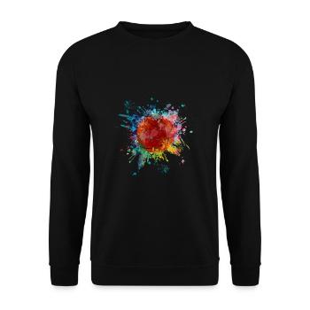 Wasserfabe Farbexplosion Splash Design Basketball - Unisex Pullover - Schwarz - Vorne - Alina (178cm) & Michal (187cm)