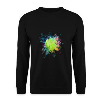 Wasserfabe Farbexplosion Splash Design Tennisball - Unisex Pullover - Schwarz - Vorne - Alina (178cm) & Michal (187cm)