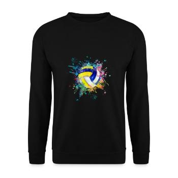 Wasserfabe Farbexplosion Splash Design Volleyball - Unisex Pullover - Schwarz - Vorne - Alina (178cm) & Michal (187cm)