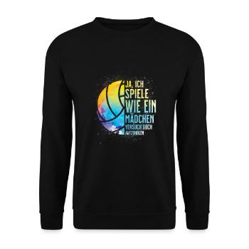 Play like a girl - Volleyball Sand Sport Mädchen - Unisex Pullover - Schwarz - Vorne - Alina (178cm) & Michal (187cm)