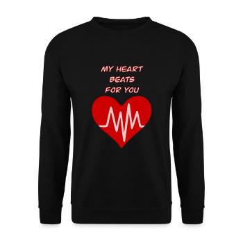 Mon coeur bat pour toi - Sweat-shirt Unisexe - noir - Devant - Alina (178cm) & Michal (187cm)