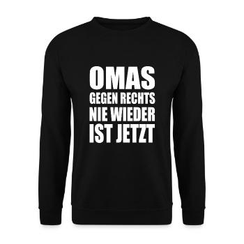 Omas gegen rechts - Unisex Pullover - Schwarz - Vorne - Alina (178cm) & Michal (187cm)