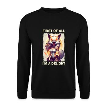 First of all Im a delight - Unisex Sweatshirt - black - Front - Alina (178cm) & Michal (187cm)