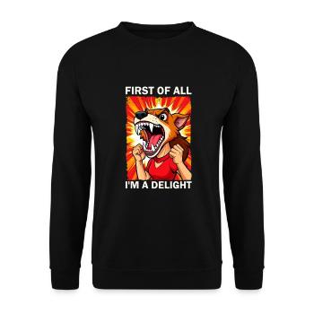 First of all Im a delight - Unisex Sweatshirt - black - Front - Alina (178cm) & Michal (187cm)