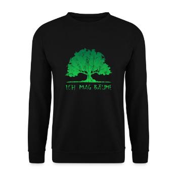Ich mag Bäume, Lustige Sprüche, Wald, Baum, Natur - Unisex Pullover - Schwarz - Vorne - Alina (178cm) & Michal (187cm)