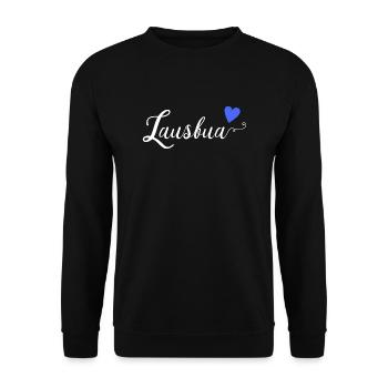 Lausbua Bayerischer Dialekt Bayerisches Geschenk - Unisex Pullover - Schwarz - Vorne - Alina (178cm) & Michal (187cm)