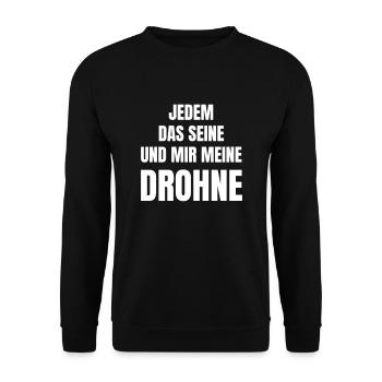 Drohne als Hobby oder Beruf. - Unisex Pullover - Schwarz - Vorne - Alina (178cm) & Michal (187cm)