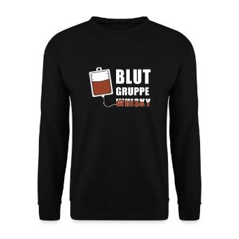 Blutgruppe Whisky | Whiskey Alkohol JGA Party Fun - Unisex Pullover - Schwarz - Vorne - Alina (178cm) & Michal (187cm)