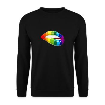 Rainbow Lips - LGBT Homosexuality Love Mouth - Unisex Sweatshirt - black - Front - Alina (178cm) & Michal (187cm)