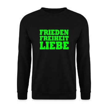 Frieden freiheit liebe - Unisex Pullover - Schwarz - Vorne - Alina (178cm) & Michal (187cm)
