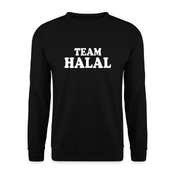 Team halal - Unisex Pullover - Schwarz - Vorne - Alina (178cm) & Michal (187cm)