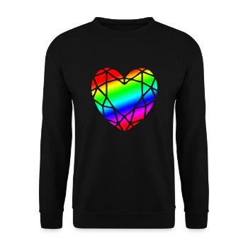 LGBTQ Pride Herz Diamantform - Unisex Pullover - Schwarz - Vorne - Alina (178cm) & Michal (187cm)
