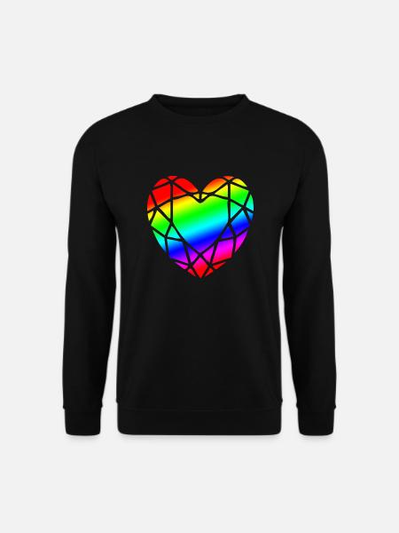 LGBTQ Pride Heart Diamond Shape - Unisex Sweatshirt - black