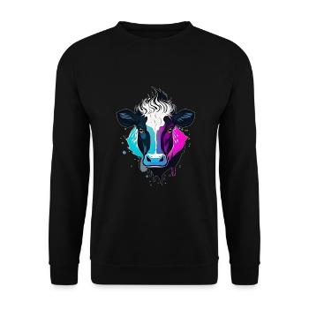 Kuhkopf bunt - Unisex Pullover - Schwarz - Vorne - Alina (178cm) & Michal (187cm)