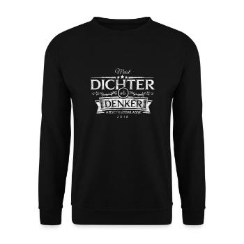 Abitur 2018 shirt Geschenk Abschluss tshirt - Unisex Pullover - Schwarz - Vorne - Alina (178cm) & Michal (187cm)