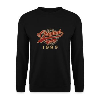 Original since 1999 - Jahrgang Geschenk Geburtstag - Unisex Pullover - Schwarz - Vorne - Alina (178cm) & Michal (187cm)
