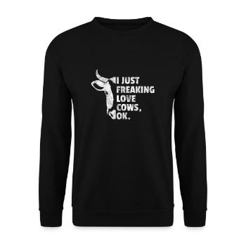 Geschenk Vegan Bauer Ranger Range Landwirt Kuh - Unisex Pullover - Schwarz - Vorne - Alina (178cm) & Michal (187cm)