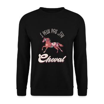 je peux pas j ai cheval Humour équitation - Sweat-shirt Unisexe - noir - Devant - Alina (178cm) & Michal (187cm)