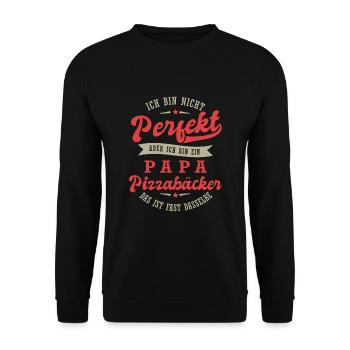 Papa Pizzabäcker - Unisex Pullover - Schwarz - Vorne - Alina (178cm) & Michal (187cm)