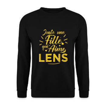 Lens une fille aime lens football - Sweat-shirt Unisexe - noir - Devant - Alina (178cm) & Michal (187cm)