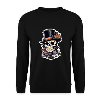 Totenschädel Halloween - Unisex Pullover - Schwarz - Vorne - Alina (178cm) & Michal (187cm)