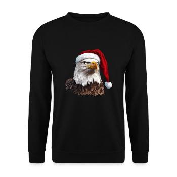 Adler Weihnachten / Weihnachtsmann Adler - Unisex Pullover - Schwarz - Vorne - Alina (178cm) & Michal (187cm)