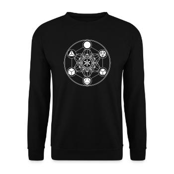 Heilige Geometrie Metatrons Würfel Mathematik - Unisex Pullover - Schwarz - Vorne - Alina (178cm) & Michal (187cm)