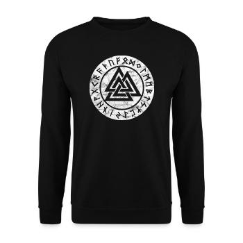 Valknut Vikings Odin Thor Symbole Vintage Signe - Sweat-shirt Unisexe - noir - Devant - Alina (178cm) & Michal (187cm)