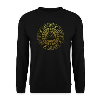 Valknut Vikings Odin Symbol Sign Shapes Pagan - Unisex Sweatshirt - black - Front - Alina (178cm) & Michal (187cm)