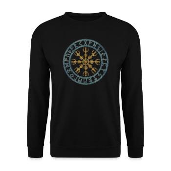 Vintage Helmet of Awe Viking Symbol Runes - Unisex Sweatshirt - black - Front - Alina (178cm) & Michal (187cm)
