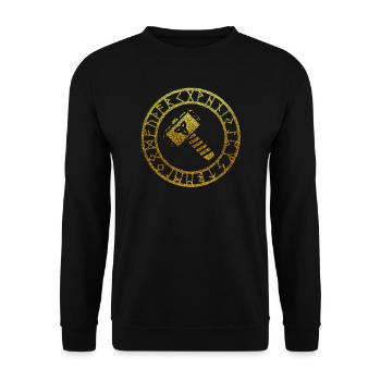 Thorshammer Runes Thor Hammer - Unisex Sweatshirt - black - Front - Alina (178cm) & Michal (187cm)