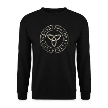 Runes Triquetra - Unisex Sweatshirt - black - Front - Alina (178cm) & Michal (187cm)