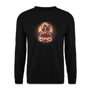 Tara Tibet Buddhismus Lotus Meditation Yoga Om - Unisex Pullover - Schwarz - Vorne - Alina (178cm) & Michal (187cm)