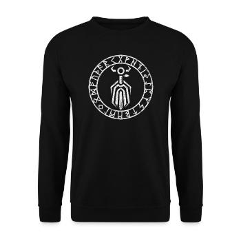 Odin with runes, Norse mythology, Wotan, heath - Unisex Sweatshirt - black - Front - Alina (178cm) & Michal (187cm)