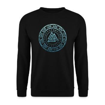 Valknut, Odin, Keltisches Symbol, Wikinger, Runen - Unisex Pullover - Schwarz - Vorne - Alina (178cm) & Michal (187cm)