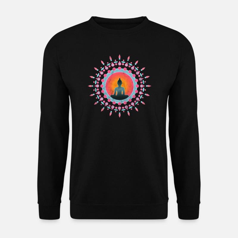 Buddha, Meditation, Buddhismus, Sonne, Yoga Symbol - Unisex Pullover - Schwarz