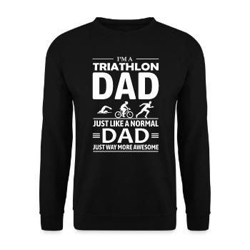 Swim Bike Run Triathlon Triathlet Papa Vatertag - Unisex Pullover - Schwarz - Vorne - Alina (178cm) & Michal (187cm)