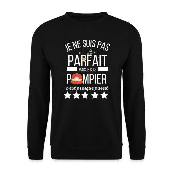 je ne suis pas parfait je suis pompier citation - Sweat-shirt Unisexe - noir - Devant - Alina (178cm) & Michal (187cm)