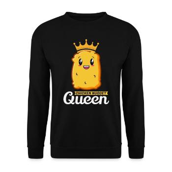 Chicken Nugget Queen Geburtstag Fast Food Lustig - Unisex Pullover - Schwarz - Vorne - Alina (178cm) & Michal (187cm)