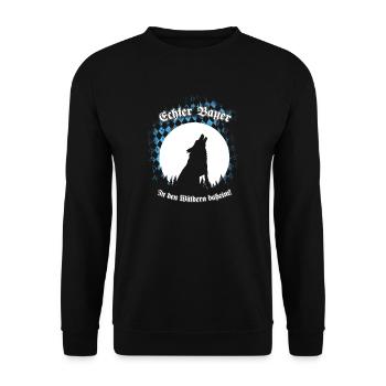 Echter Bayer - In den Wäldern daheim - Unisex Pullover - Schwarz - Vorne - Alina (178cm) & Michal (187cm)