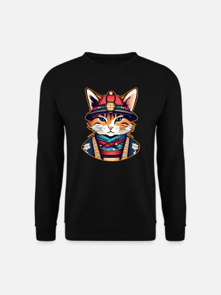 Cute samurai cat - Unisex Sweatshirt - black