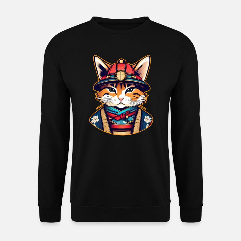 Mignon chat samouraï - Sweat-shirt Unisexe - noir