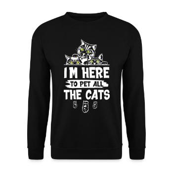 Im Here To Pet All The Cat - Unisex Pullover - Schwarz - Vorne - Alina (178cm) & Michal (187cm)