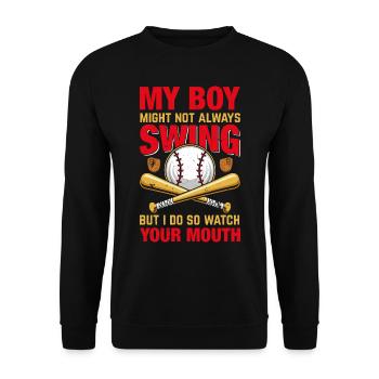Baseball Mon garçon ne frappe pas toujours, je le fais - Sweat-shirt Unisexe - noir - Devant - Alina (178cm) & Michal (187cm)