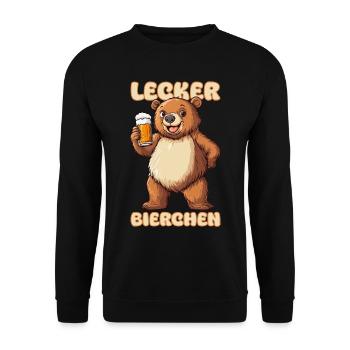Lecker Bierchen X Bär Meme Bier lustiges - Unisex Pullover - Schwarz - Vorne - Alina (178cm) & Michal (187cm)