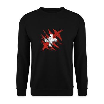 Geschenk Schweiz Flagge Schweier Fahne - Unisex Pullover - Schwarz - Vorne - Alina (178cm) & Michal (187cm)